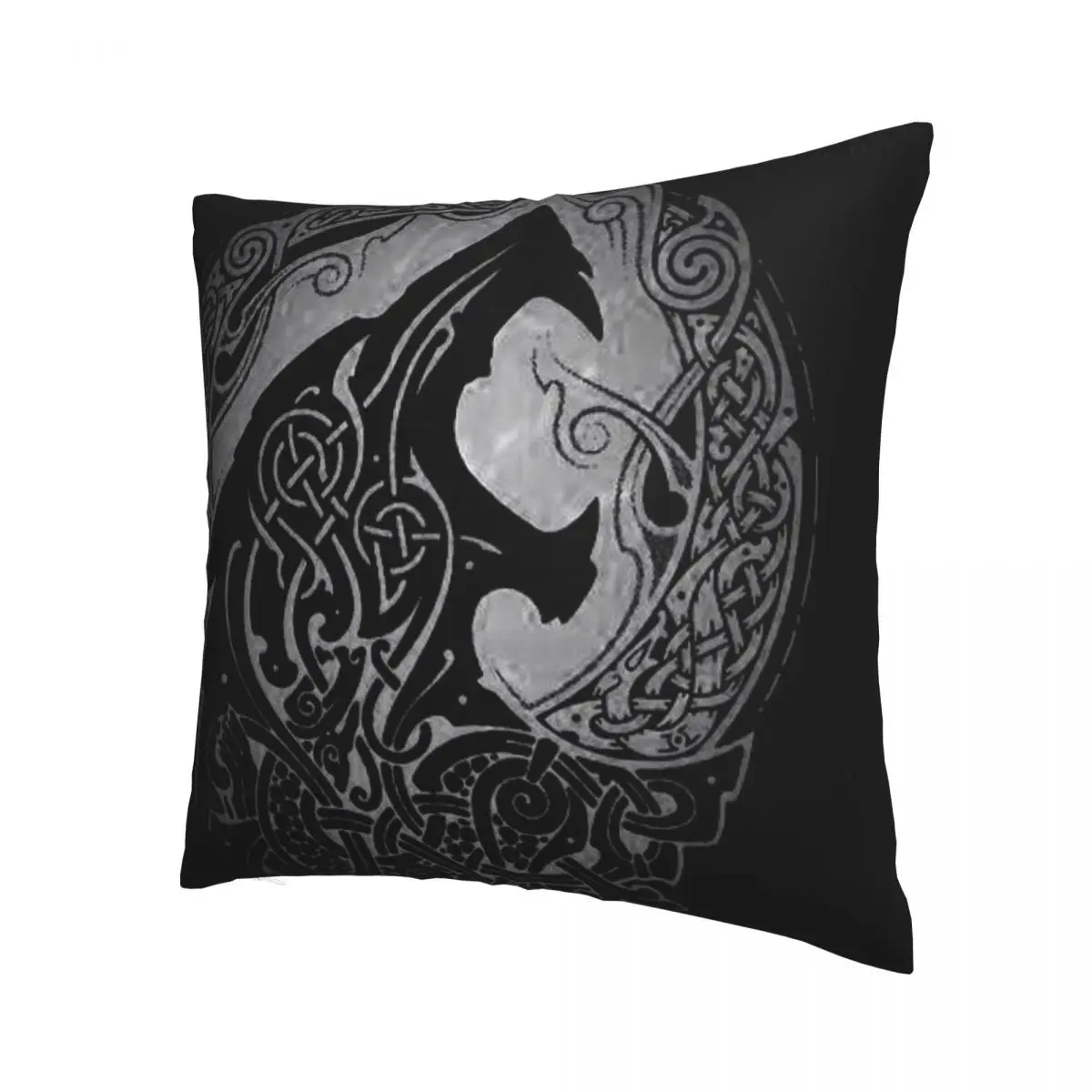 Silver Wolf Polyester Cushion Cover Viking Norse Mythology For Bedroom Office Decorative Breathable Hug Pillowcase