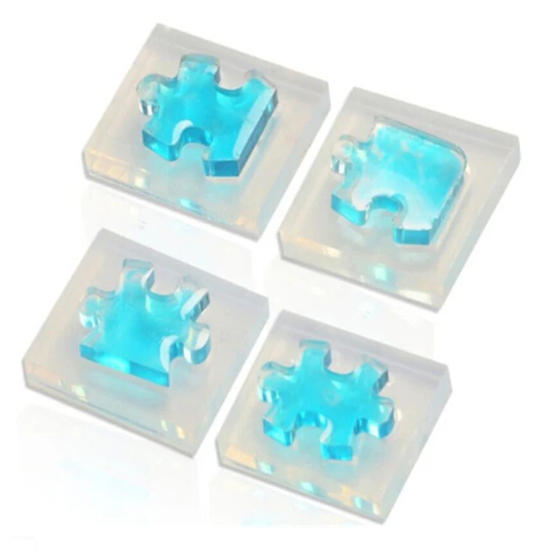 

4pcs Puzzle Piece Gemstone Crystal Epoxy Resin Mold DIY Jewelry Pendant Making Tools Epoxy Clear Silicone Mould