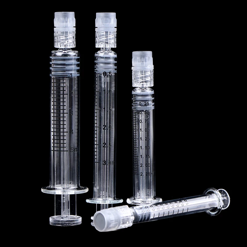 Glass Syringe Luer Lock Syringe Borosilicate Glass Prefillable Syringe 1ml/2.5ml/3.5ml/5ml Optional Capacity Beauty