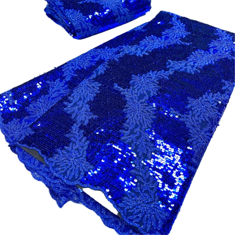 

Royal Blue High Quality Nigerian Lace Fabrics 2021With Sequins African French Net Lace Fabric Embroidered Tulle Mesh Lace J99-20