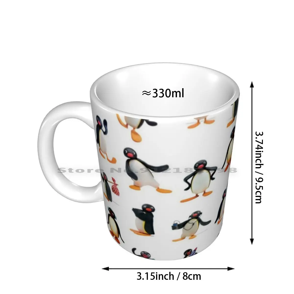 Pingu Mood Ceramic Mugs Coffee Cups Milk Tea Mug Pingu Cartoon 80s 90s Pop Cute Kids Children Funny Retro Black Blue Simple