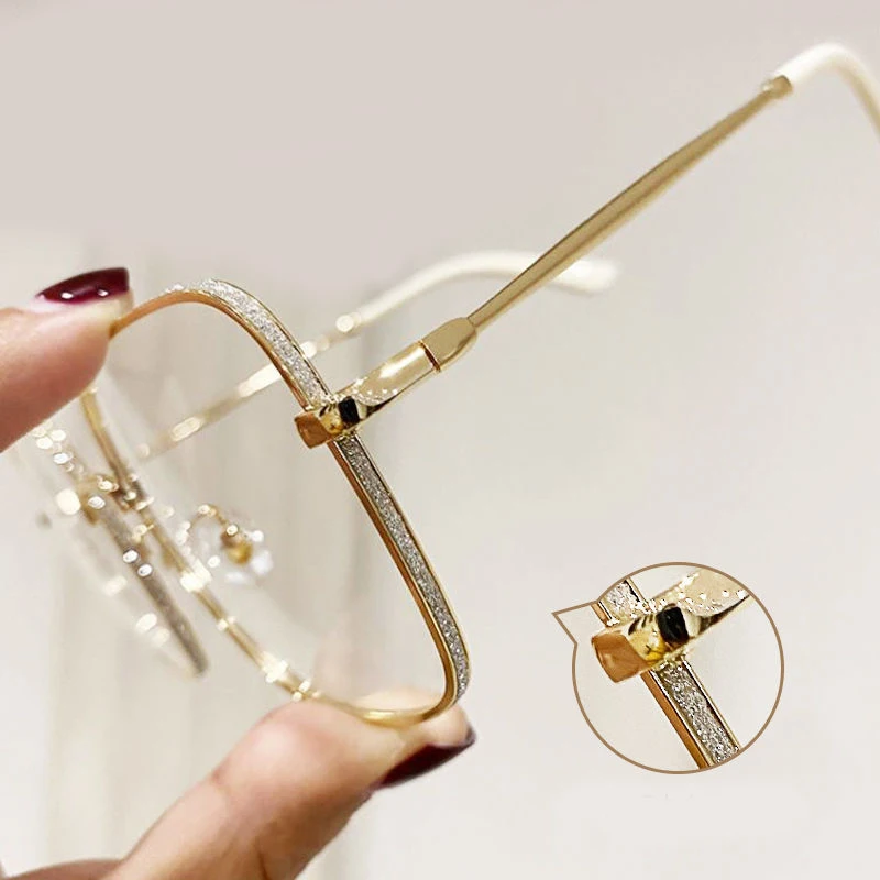 Big Size Square Myopia Glasses for Women Men Eyeglasses Metal Frame Prescription Eyewear 0~-6.0 Diopter