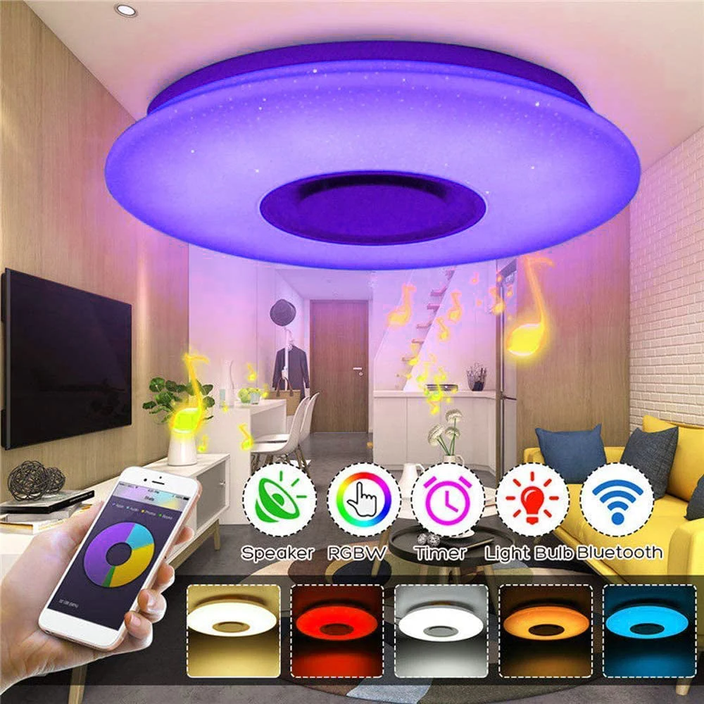 luzes de teto para alto falante d30 plafon inteligente com wi fi controle por aplicativo luz regulavel sem fio com musica led ceu estrelado 01