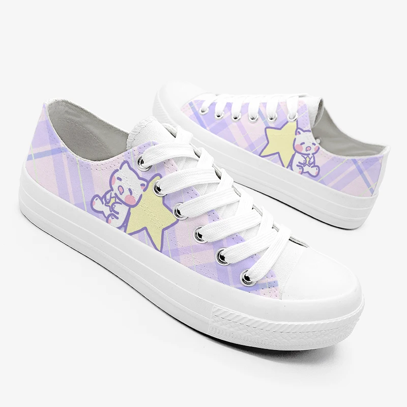 Amy and Michael Original Designers Sneakers Lovely Cute Girls Students Anime Hand Painted Canvas Shoes Casual Flat Trainers