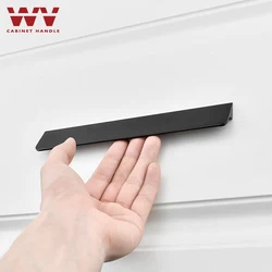 WV Matte Black Pulls Dark Handle Kitchen Item Cabinet Wardrobe Dressers Drawers Cabinet Door Handles Drawer Aluminum Pulls Knobs