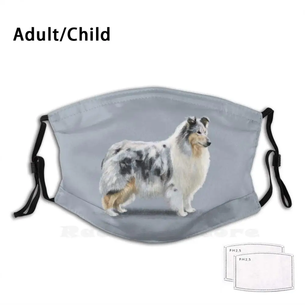 De Merle Ruwe Collie Print Wasbare Filter Anti Dust Mond Masker Lassie Ruwe Collie Collies Hond Honden Ras Rassen Kc kennel