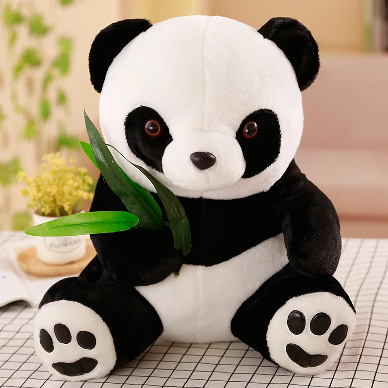 1pc 10/18cm Cute Panda with Bamboo Leaves Plush Toys Soft Cartoon Animal Mother&Kids Panda Stuffed Baby Doll Classic Kids Gifts