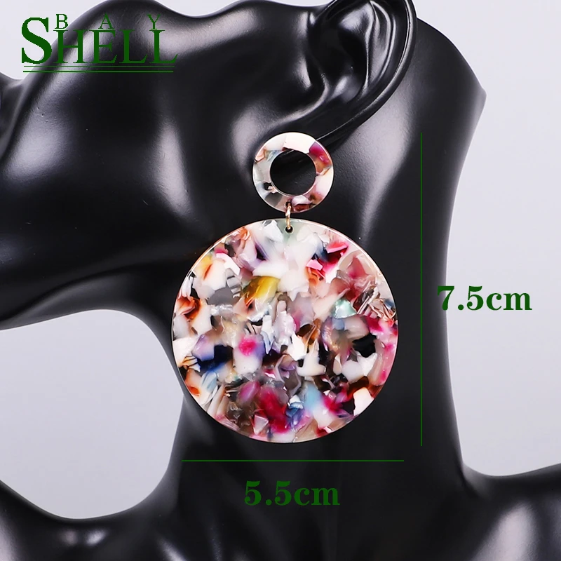 Shell Bay Za Colorful Acrylic Earrings Resin Round Dangle Earrings For Women Fashion Leopard Geometry Acetate Jewelry Brincos