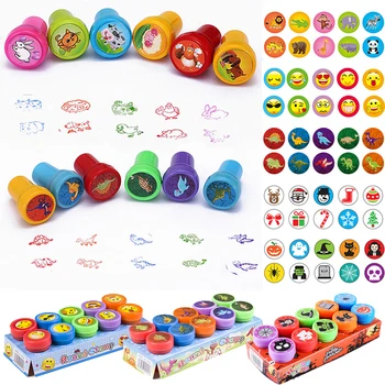 10 adet/takım çocuk oyuncağı pullar karikatür hayvanlar meyve trafik gülümseme çocuklar mühür Scrapbooking Stamper DIY karikatür Stamper oyuncaklar