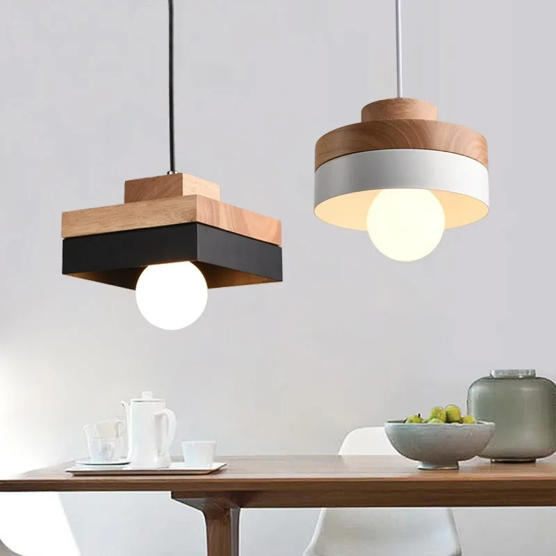 

Nordic simple dining table personality creative living room bedroom balcony aisle solid wood aluminum Pendant Lights LX102706