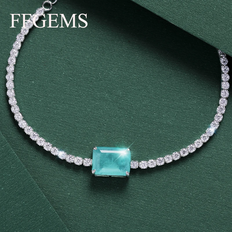 FFGEMS Paraiba Tourmaline Emerald Gemstone Diamonds Bangle Charm Tennis Bracelets silver gold color Fine Jewelry Wholesale box