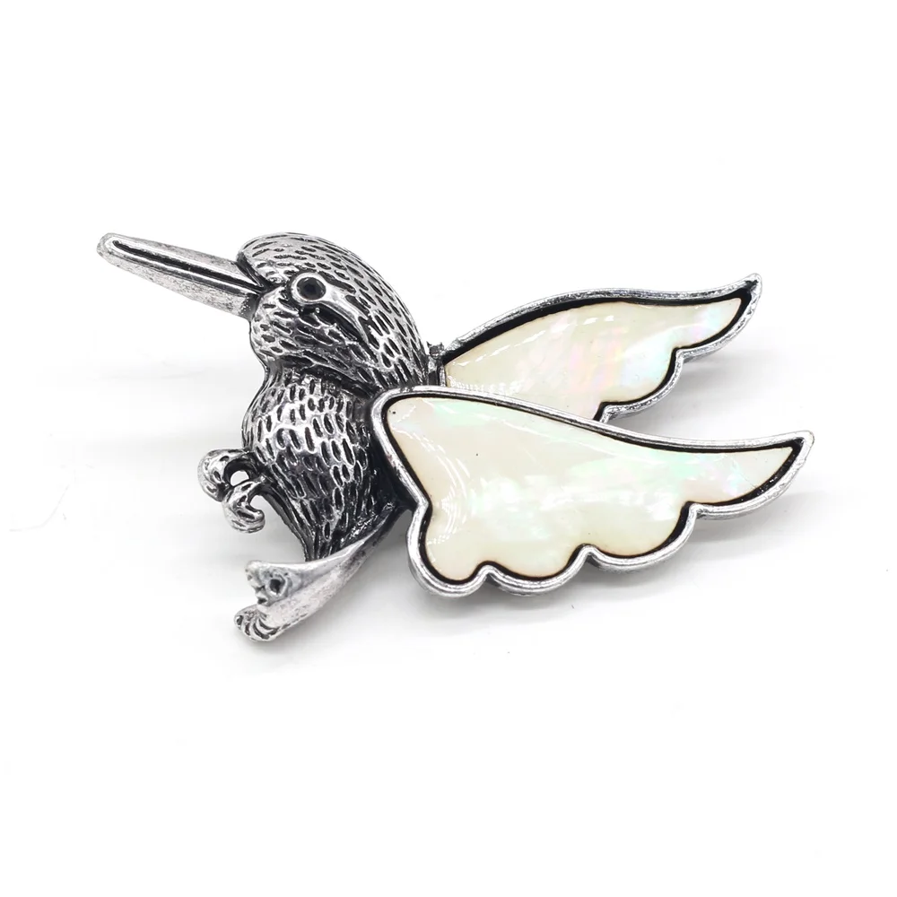 Natural Abalone Shell Hummingbird Brooches for Women Men Jewelry Making DIY Charms Accessories Animal Brooch Pins Exquisite Gift