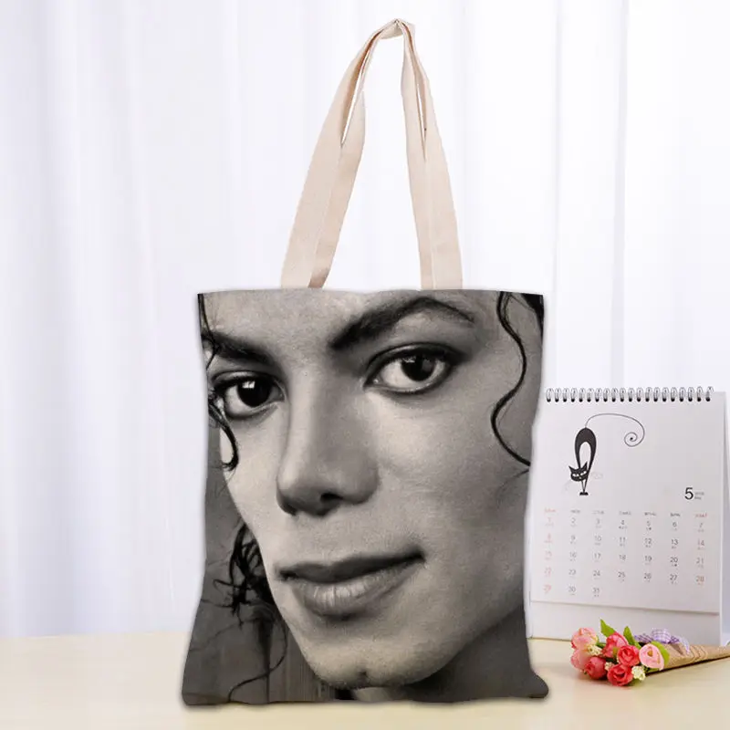 KPOP Michael Jacks Tote Bag Women Canvas Fabric Bags Eco Reusable Shopping Bags Traveling Beach Casual Useful Shoulder Bag 03-18