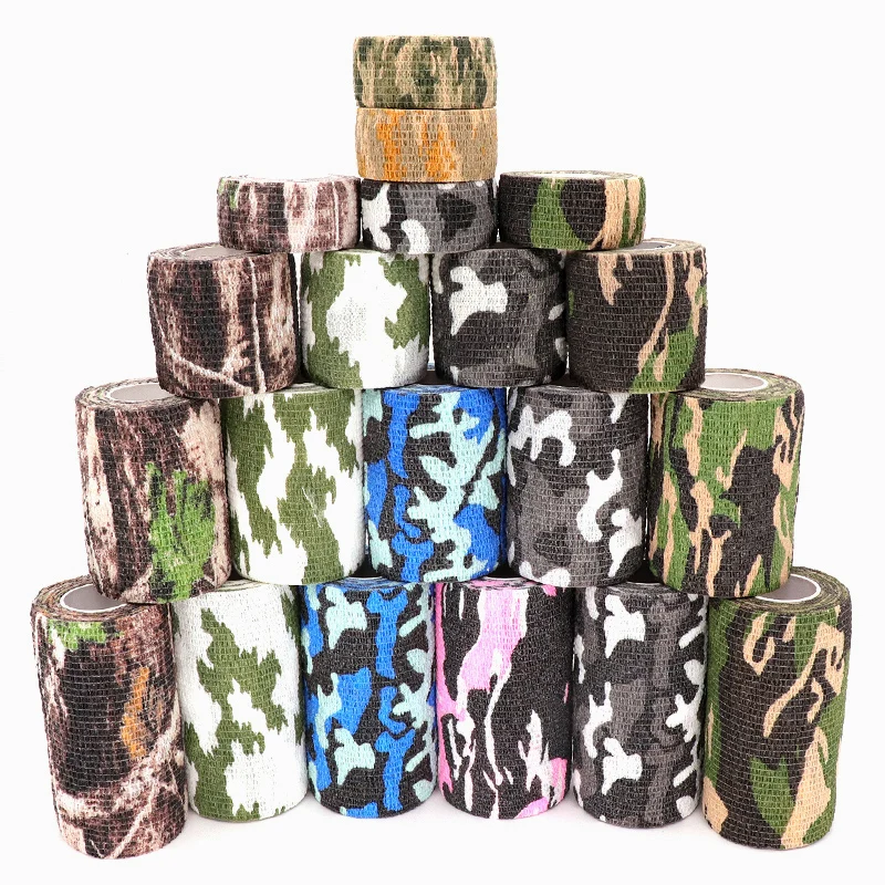 Camouflage Sport Elastic Wrap Tape 2.5cm Gun Hunt Disguise Bandage Knee Finger Wrist Dagger DIY Self Adhesive Elastoplast