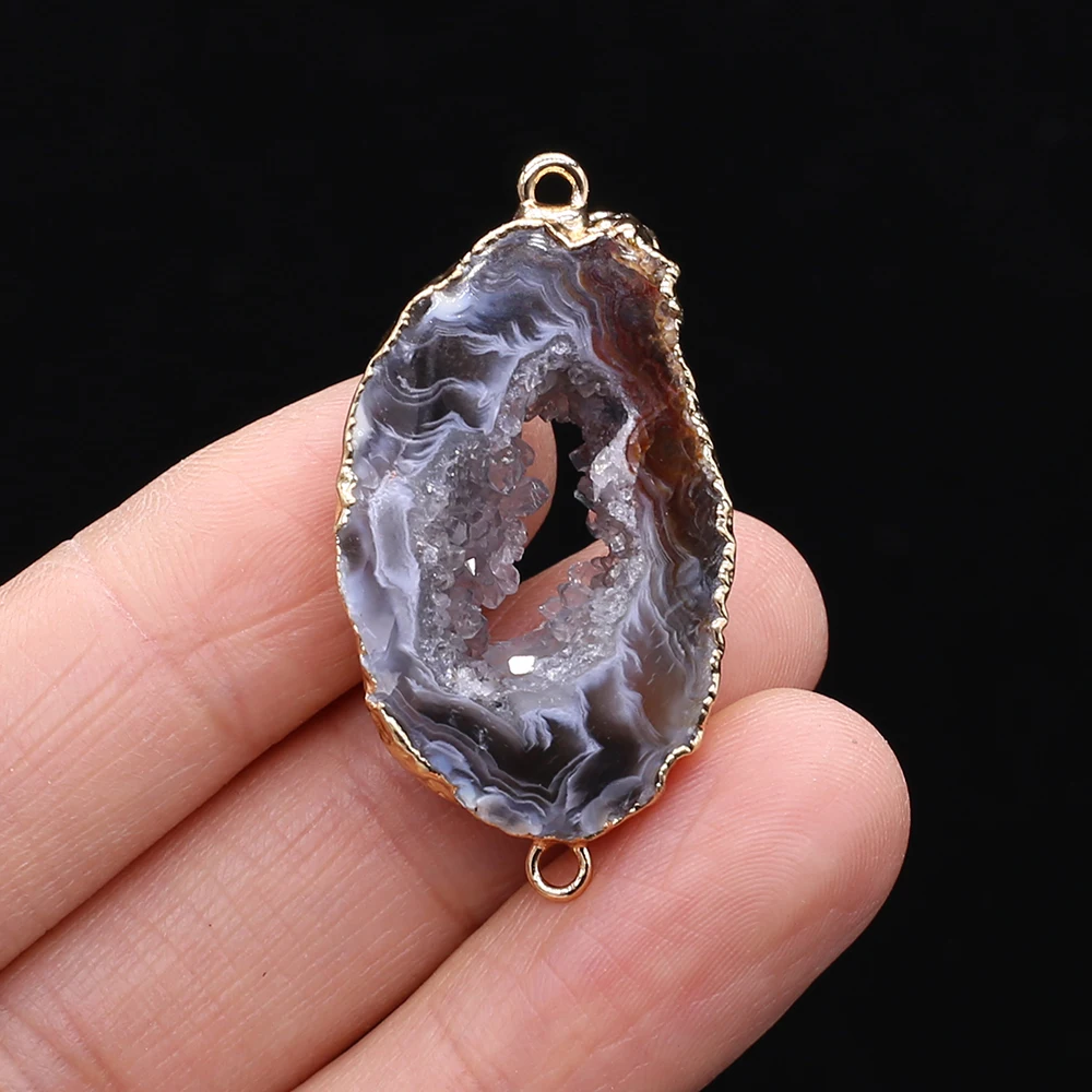 1pc Natural Marine Agate Connector Irregular Shape Pendant Connector for Jewelry Making DIY Bracelet Necklace Accessorie 20x40mm