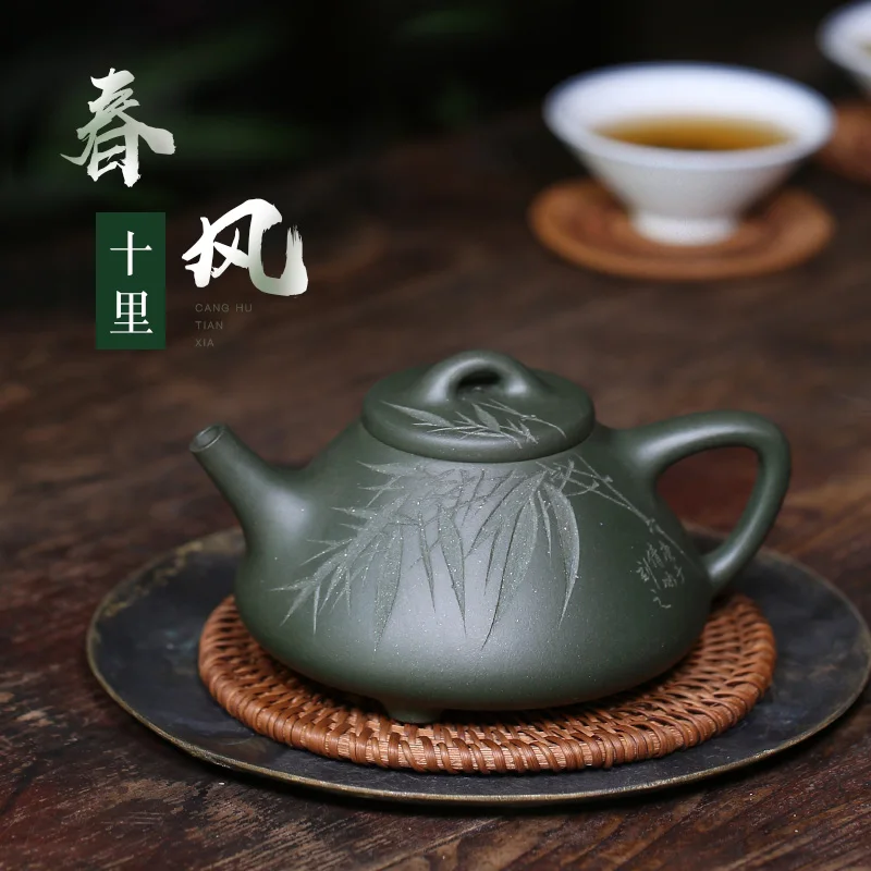 ★single pot of ore smelting chlorite son gourd ladle Zhu Qianbing all hand carved stone products in the teapot