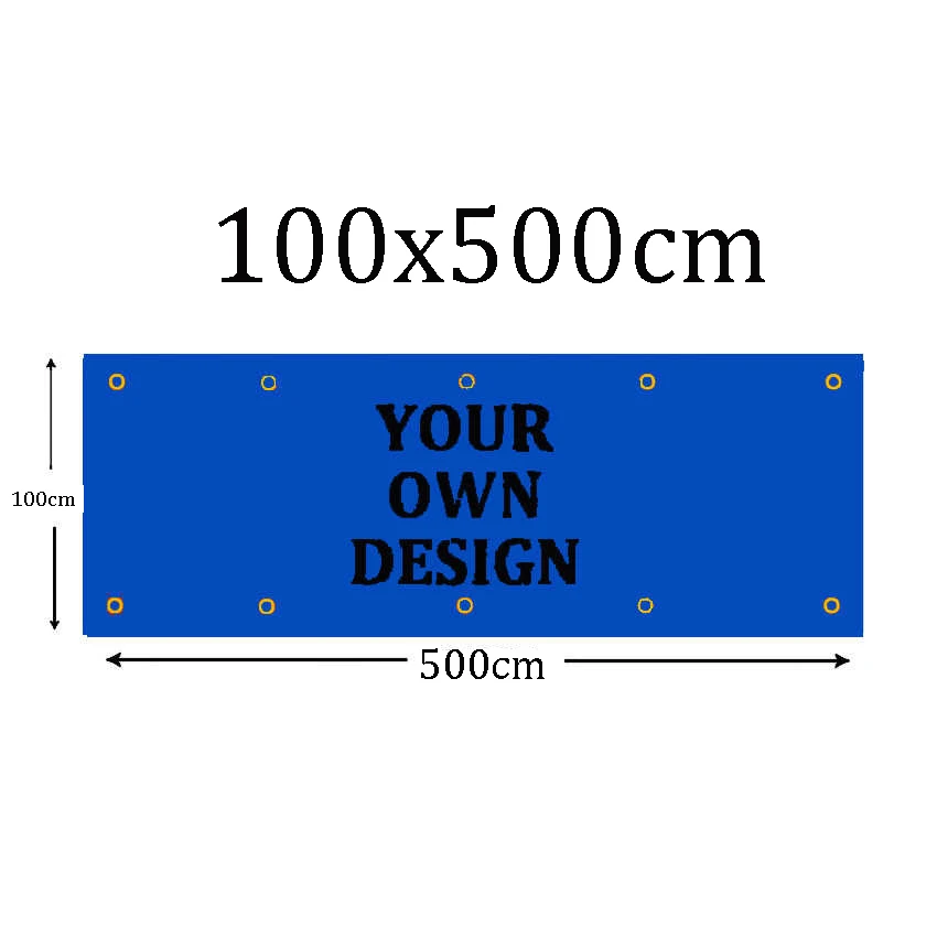 Custom 100x500cm Banner Any Size Brand Logo Sport Club Indoor Outdoor Vivid Color Decoration Promotion Double Stitched