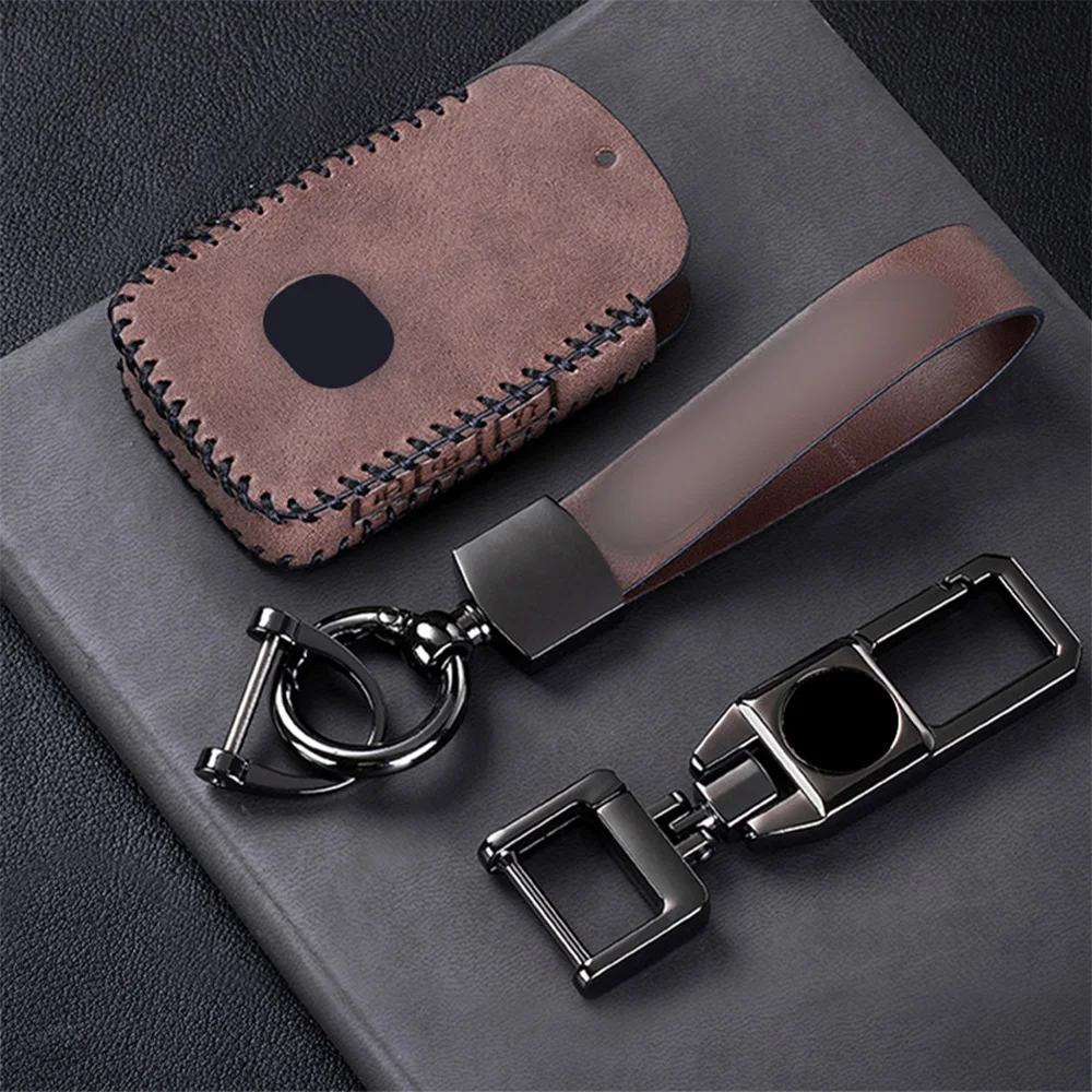 Top Layer Leather Car Key Cover key Case For Mazda 3 Alexa CX4 CX5 CX8 2019 2020 3 Buttons Smart Remote Key Car Accessories