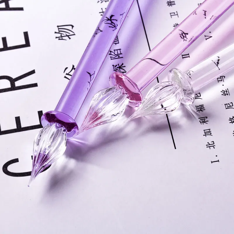 Handmade  Glass Dip Pen Transparent Crystal Ink Pen .gift Pen