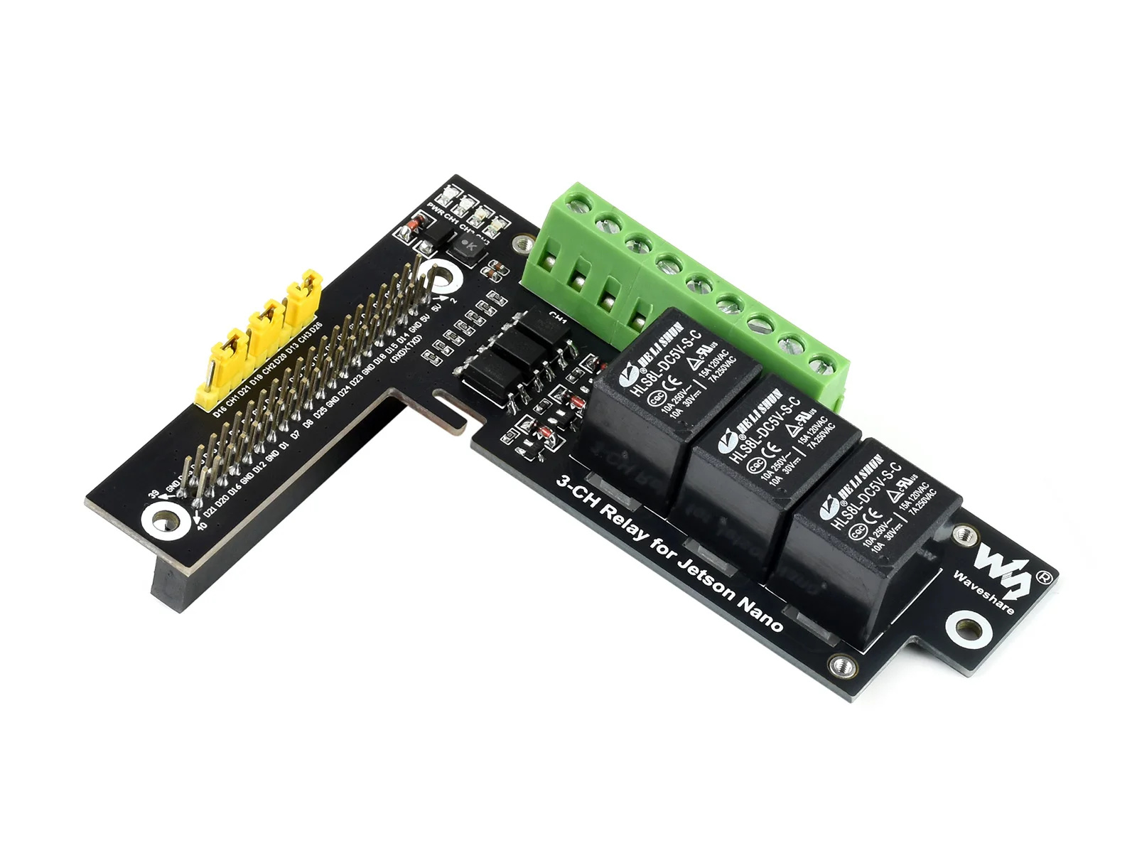 Waveshare Quality 3-Ch Relay Expansion Board Designed For Jetson Nano, Optocoupler Isolation