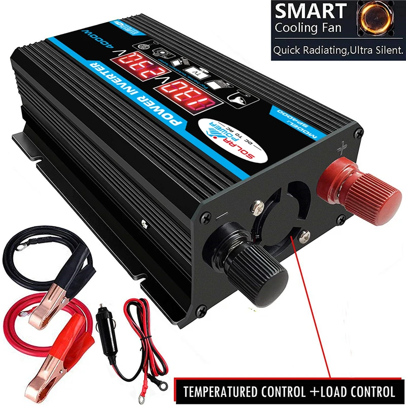 

Car Converter Power Inverter 4000W DC12V to AC110/220V Home Appliances Dual USB Voltage Transformer Adapter LED Display Modified