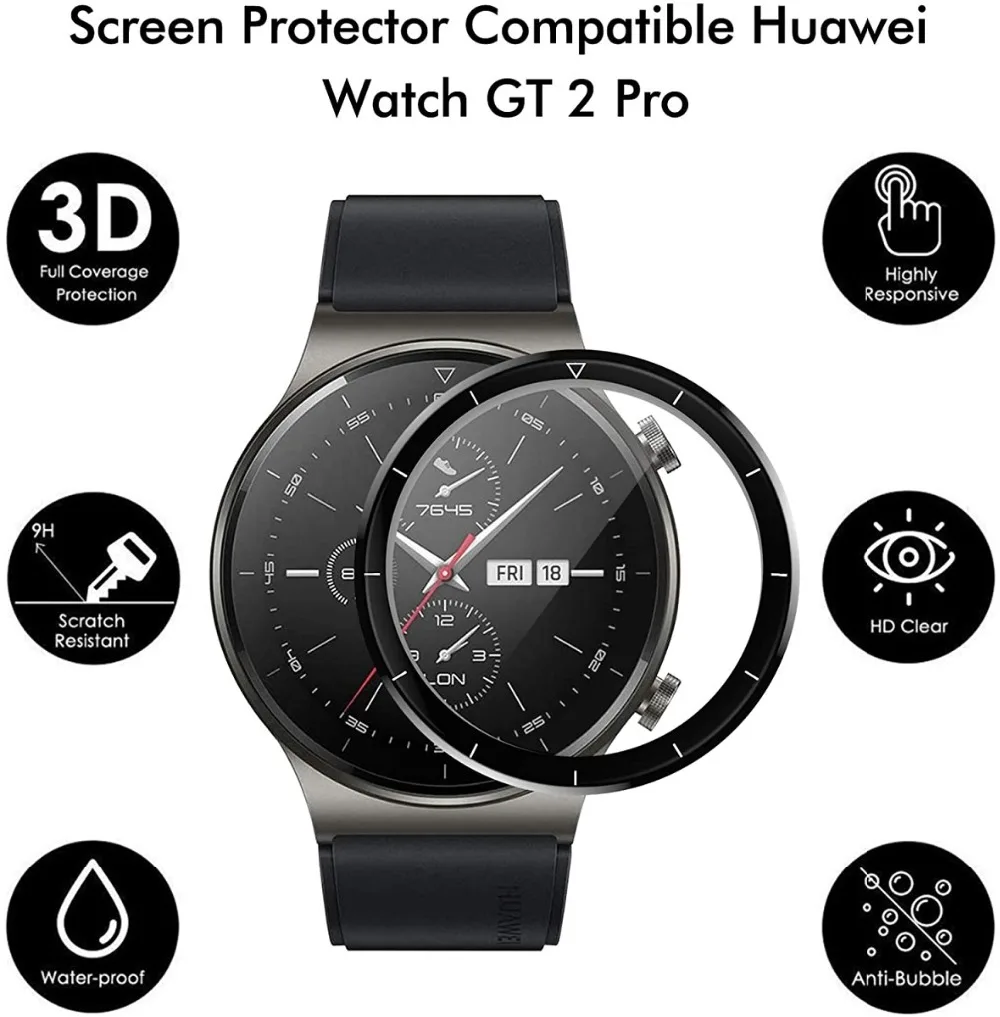 2 uds cobertura completa 3D curvado/vidrio templado/HD película protectora de pantalla de TPU transparente para Huawei Watch GT 2 Pro GT2 Pro GT 2pro