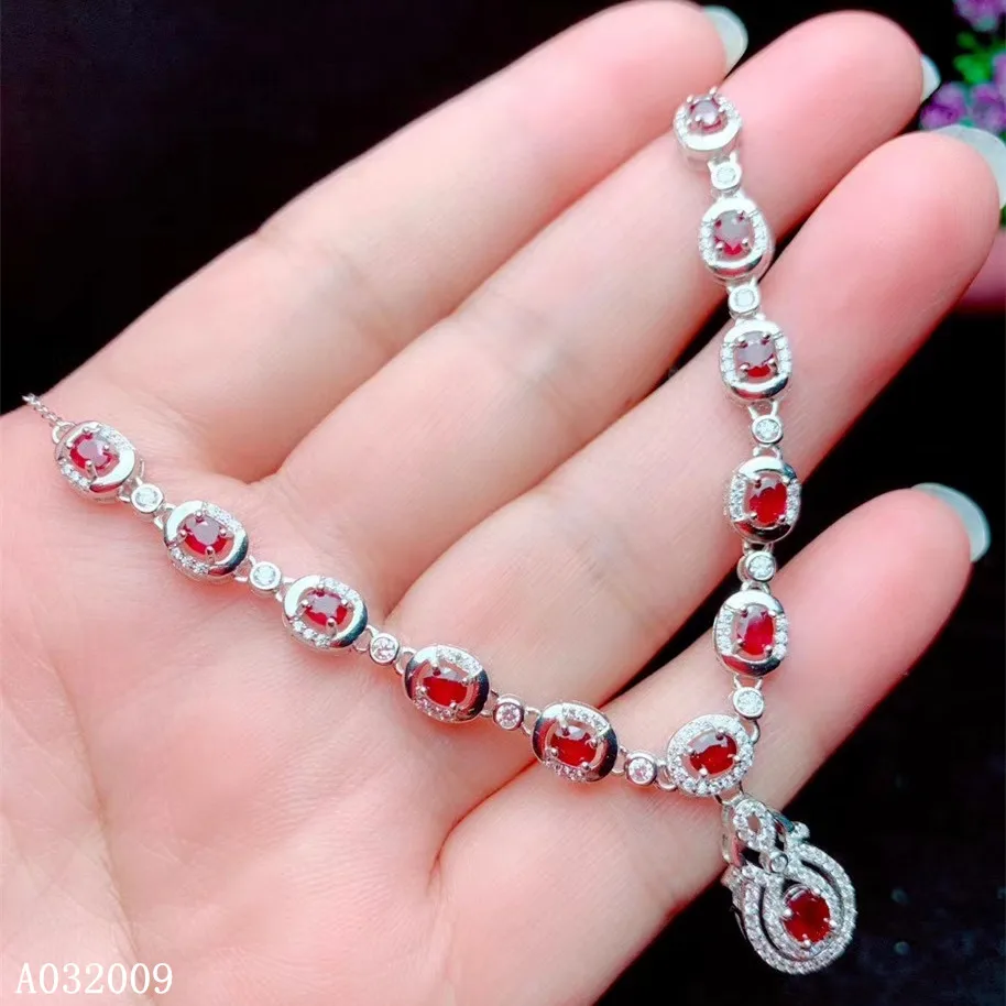 

KJJEAXCMY fine jewelry 925 Sterling Silver inlaid natural ruby classic girl Pendant Necklace support test