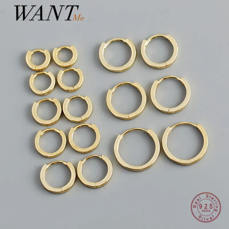 WANTME 925 Sterling Silver Retro Punk Pirecing Circle Huggie Ear Buckle Earrings for Women Men Goth Couples Elegant Hoop Jewelry