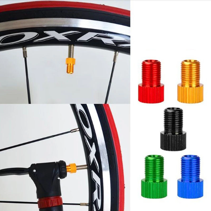 4Pcs Aluminum Alloy Bike Valve Adapter Caps Bicycle Air Nozzle Air Pump Road Racing Bike Inner Tube Tools Bicycle Accessories