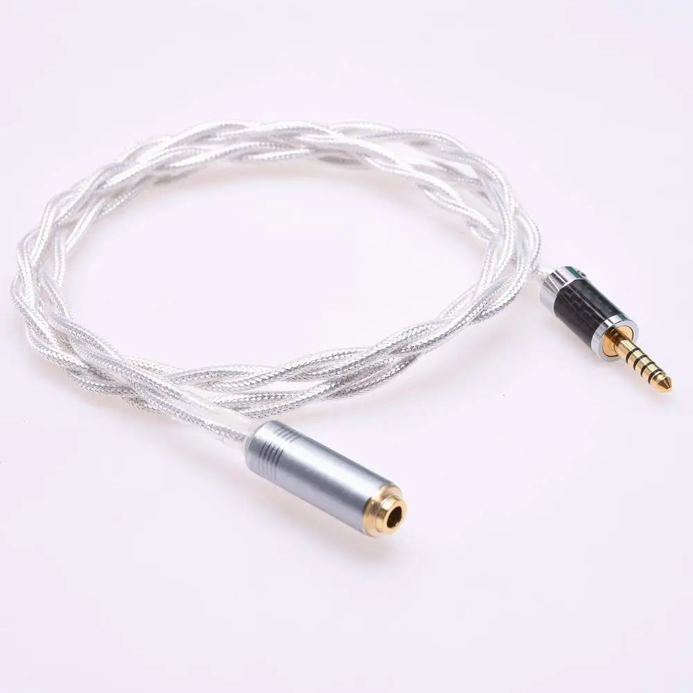 GAGACOCC 4.4MM Male to 4.4MM Female Balanced Crystal Clear Silver Plated Shield Audio Adapter Upgrade Headphone Extension Cable