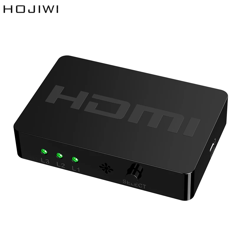 

HOJIWI 3 input 1 Output 1080p Mini HDMI Compatible Splitter 3 Port Hub Box Switcher With Remote Control for HDTV XBOX PS3 AC06