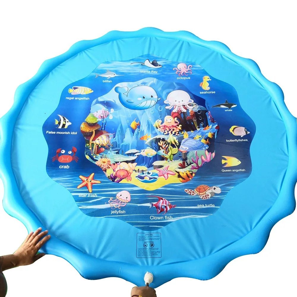 100CM Summer Children\'s Baby Play Water Mat Games Beach Pad Lawn Inflatable Spray Water Cushion Toys Outdoor Tub Swiming Pool