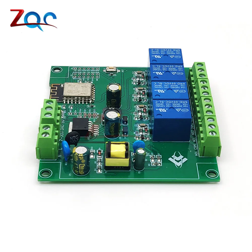 AC 90-250V/DC 7-30V/5V zasilacz ESP8266 ESP-12F WiFi programowalny moduł rozwojowy 4 przekaźnik kanału płyta dla Arduino