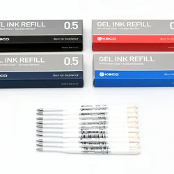 Kaco 10pcs/box G2 Refill European Standard 0.5mm Black Red Blue Dark-blue ink Refills for Retractable Gel Pens Office Support