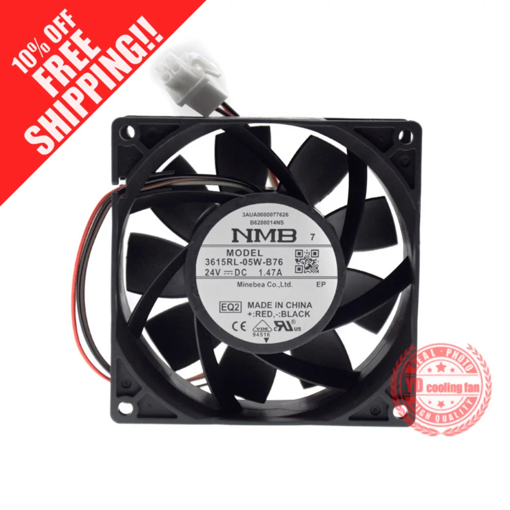 

NEW NMB-MAT NMB 3615RL-05W-B76 9038 24V 1.47A 9CM frequency cooling fan