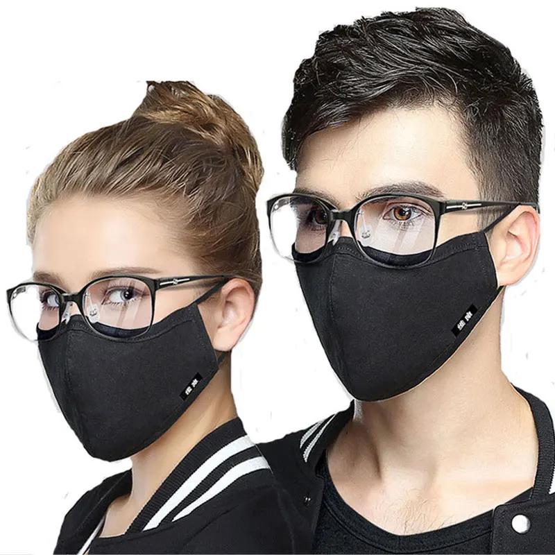 Korean Cotton Mouth Face Mask Anti-Dust Flu Glasses Mask Respirator with Activated Carbon Filter Black PM2.5 Mask On The Mouth