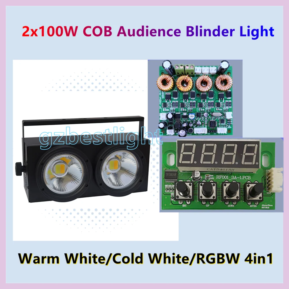 Led blinders 200w warm white and cold white Stage Theater Concert Sport Event Audience Light 2-Lens 2x100W COB Blinder 2in1 LED