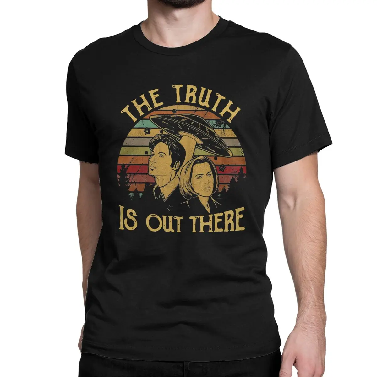 The X Files The Truth Is Out There T-Shirts for Men Alien Awesome Cotton Tee Shirt Crewneck Short Sleeve T Shirt 4XL 5XL Clothes