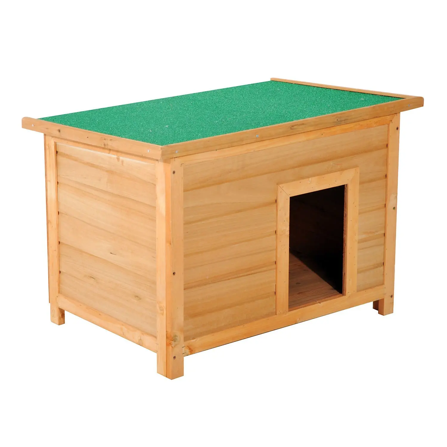 PawHut Caseta de Madera para Perro 82x58x58cm Techo Abatible Asfáltico