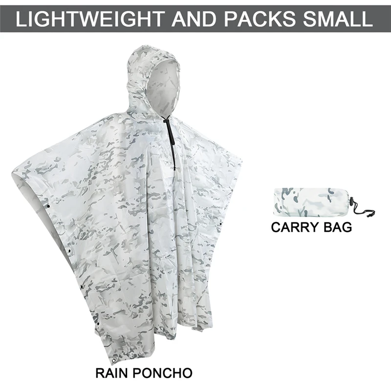 Camo Hunting Ghillie Suits Rain Poncho Polyester+PU Waterproof Raincoat Environmental Emergency Rain Poncho Outdoor Sportswear