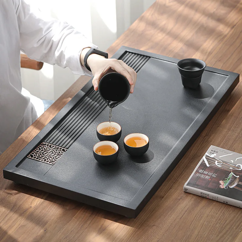 Dry Bubble Tea Tray Drainage High Quality Food Chinese Wooden Tea Tray Ceremony Table Bandeja Madera Household Products