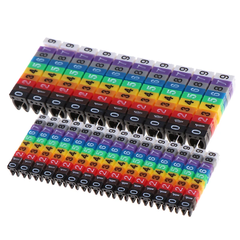 100/150pcs/lot Cable Markers Colourful C-Type Marker Number Tag Label For 2-3mm Wire