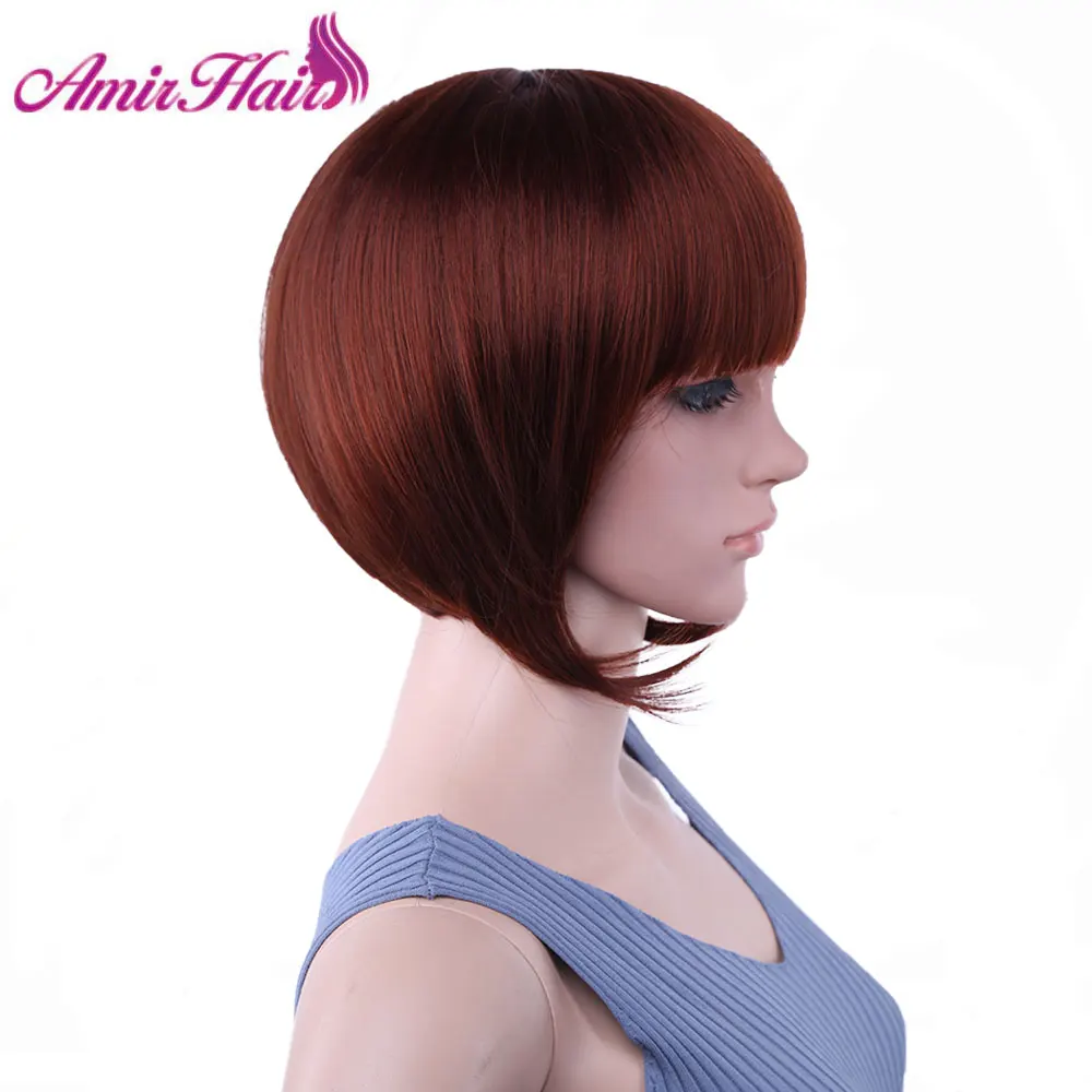 Short Wig Side Bang Bob Red Synthetic Wigs black Soft Layered Hair Wig Short Pixie Cut Wigs for Women Natural Wigs Cosplay