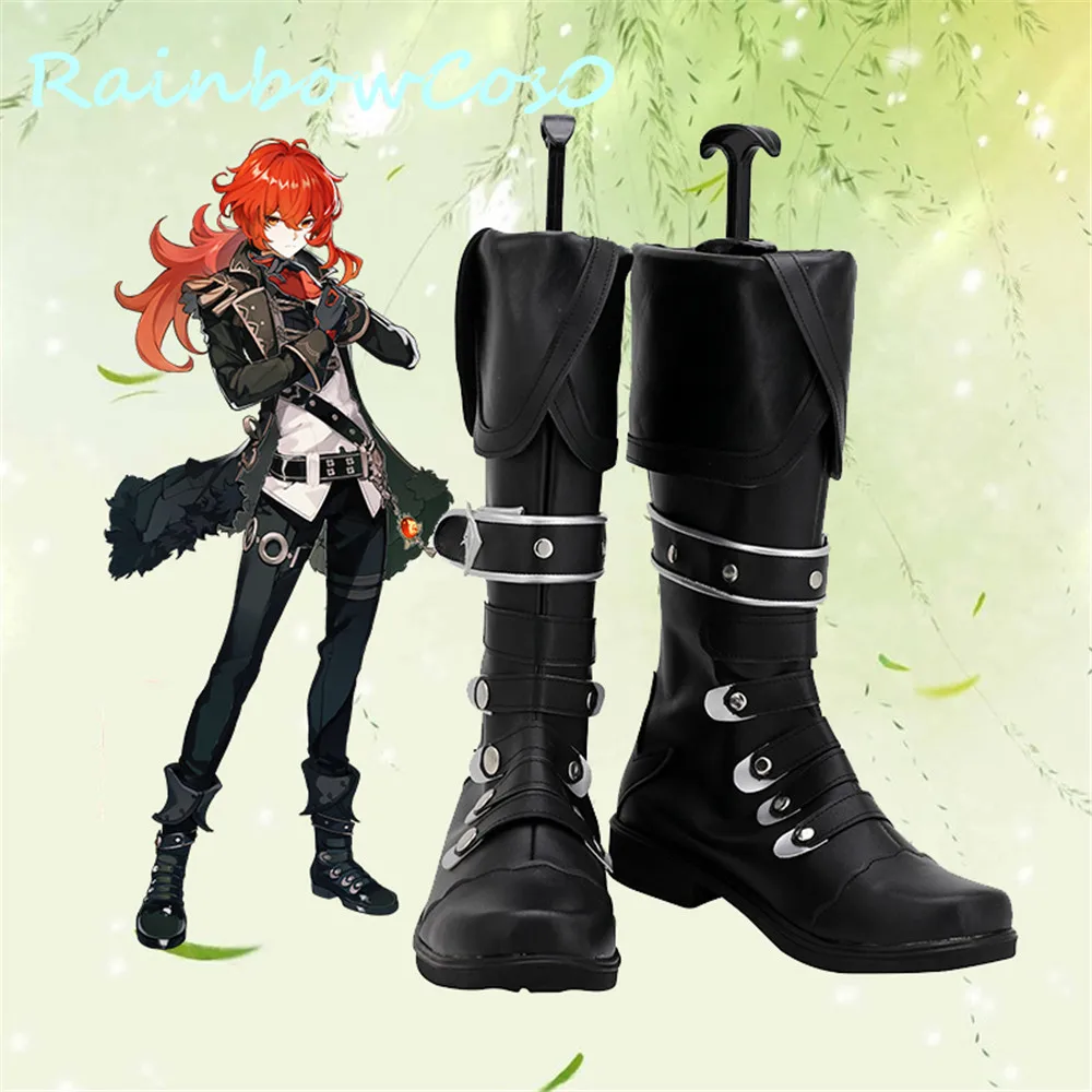 

Genshin Impact Diluc Ragnvindr Boots Cosplay Shoes Game Anime Carnival Party Halloween RainbowCos0 W1278