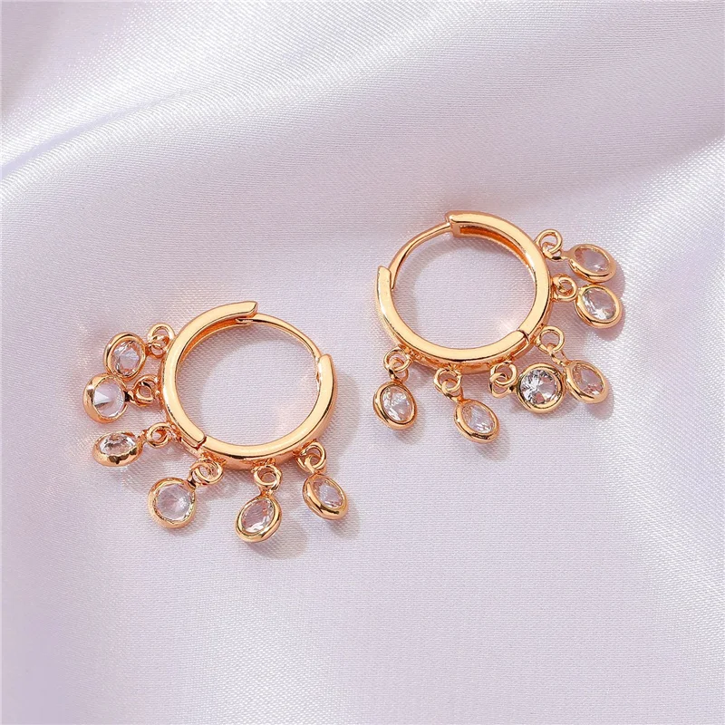 New Earrings For Women Simple Light Deads Small Ear Buckle Short Cute Temperament Tassel Zircon Hoop Earrings Women Gift Jewelry