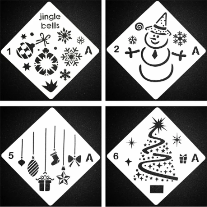 1 Sheet 13*13cm Merry Christmas Stencil DIY Walls Layering Painting Template Decor Scrapbook Diary Coloring Embossing Reusable A