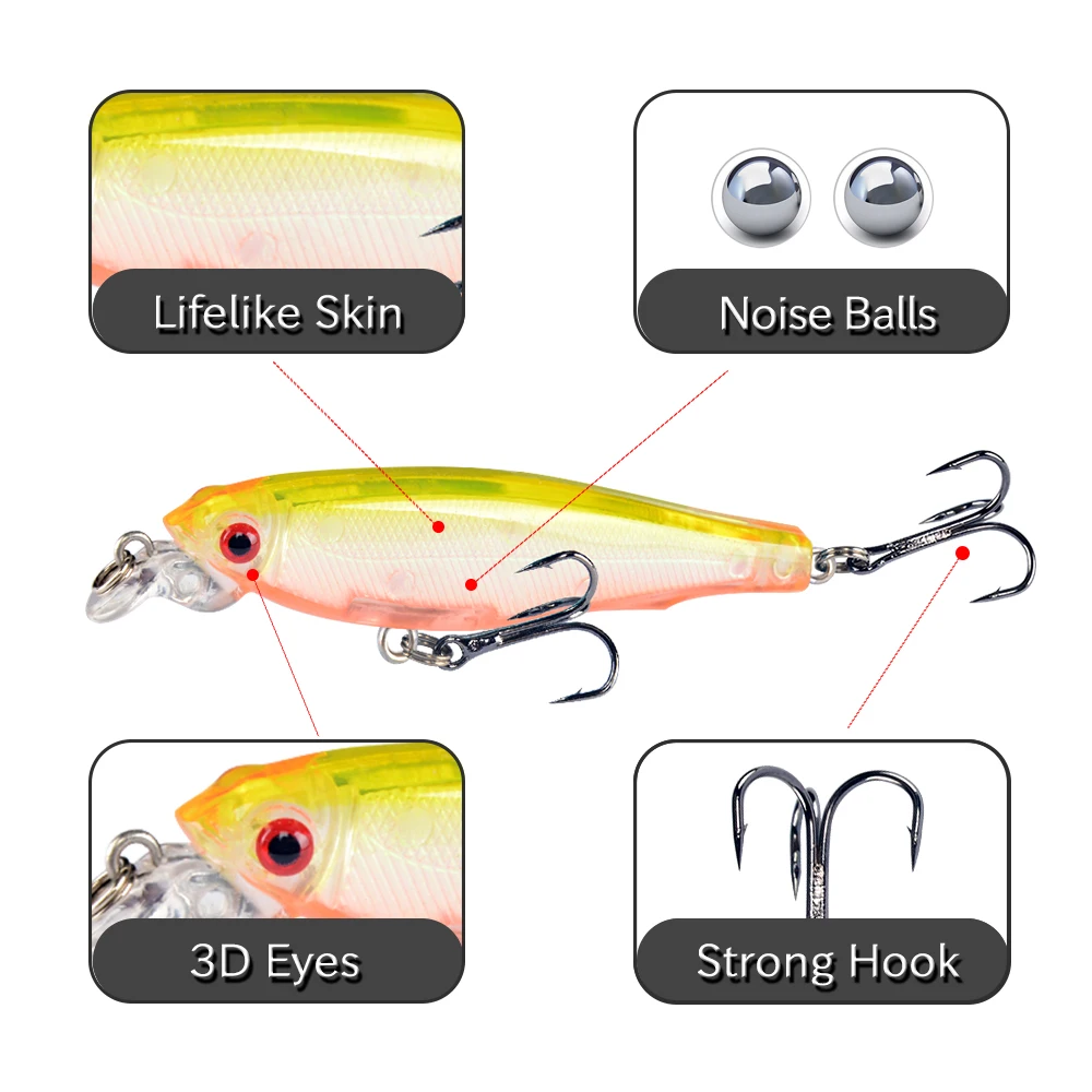 Venda quente nova chegada 1 pçs 8cm/7.4g iscas duras lifelike minnow iscas de pesca artificial fazer plástico wobblers pesca equipamento