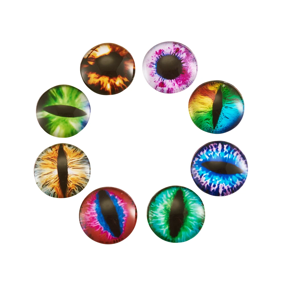 100pcs Eyes Cabochon Half Round/Dome Printed Photo Glass Cabochons for Handmade Jewelry Making Findings Mixed Color 25mm 30mm