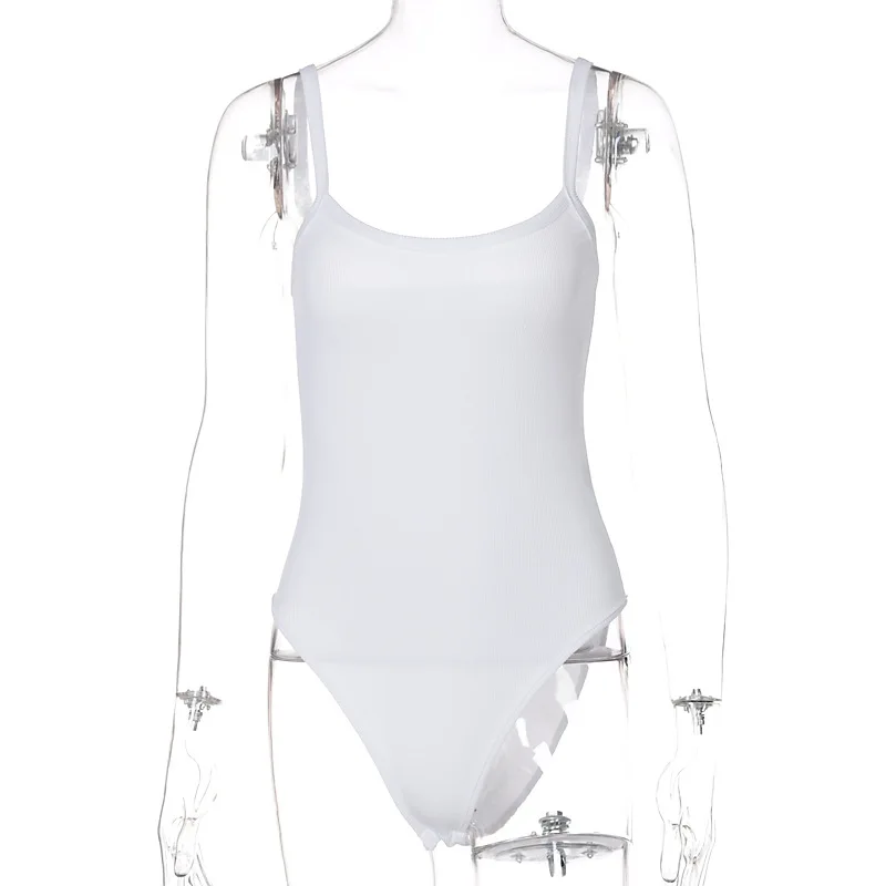 Combinaison Slim pour Femme, Couleur Unie, Sexy, Décontractée, Basique, Blanc, pour l'Été
