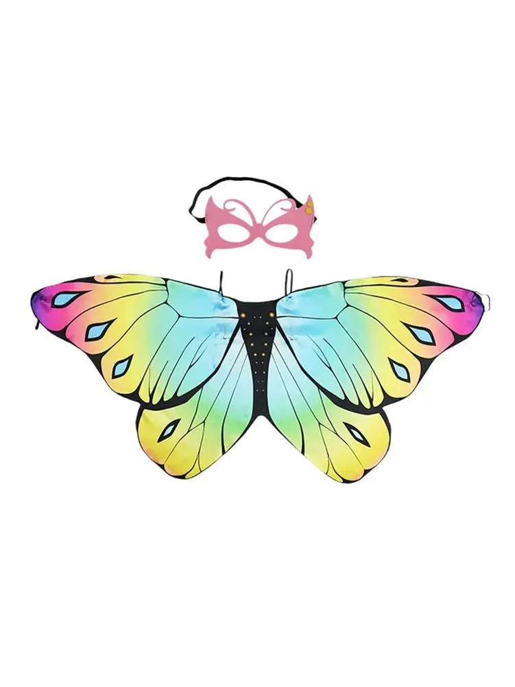 ปีกผีเสื้อสําหรับสาวฮาโลวีนเครื่องแต่งกาย Rainbow Angel Wings สําหรับเด็กประกายการ์ตูนเครื่องแต่งกายอุปกรณ์เสริม Monarch Butterfly W